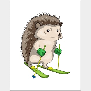 Hedgehog Skier Ski Winter sports Posters and Art